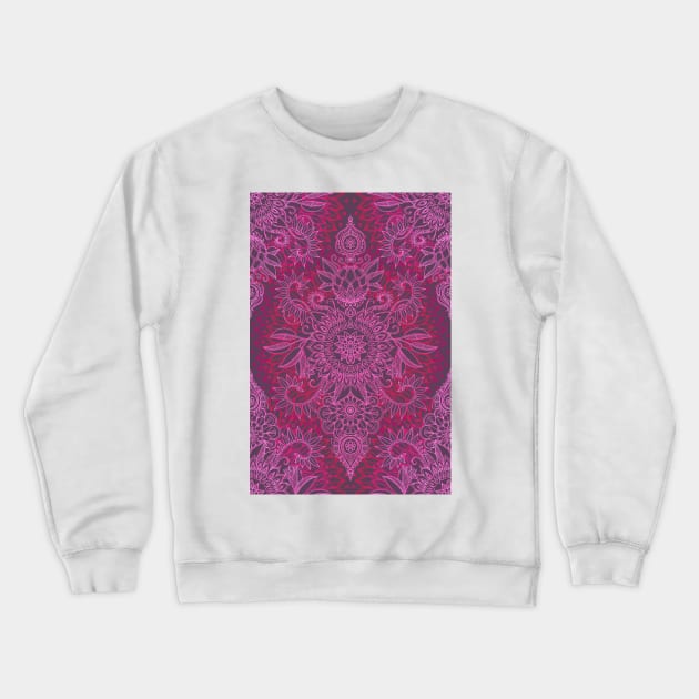 Magenta, Pink & Coral Protea Doodle Pattern Crewneck Sweatshirt by micklyn